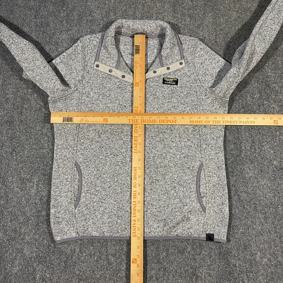 L.L. Bean Snap Sweater Fleece Pullover Womens Large Heather Gray Outdoor Hiking - Picture 12 of 16